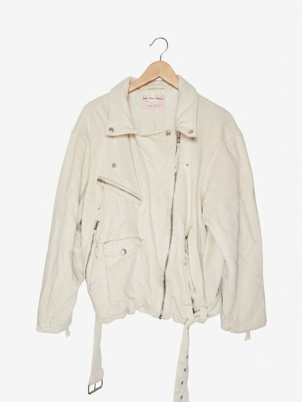 Free People Off-White Denim Moto Jacket